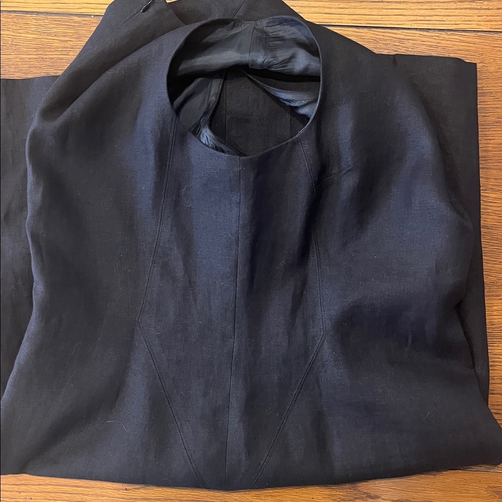 Talbots 100% Irish Linen Midi Sheath Dress Classic V-Neck Black Size 16 - Picture 12 of 16